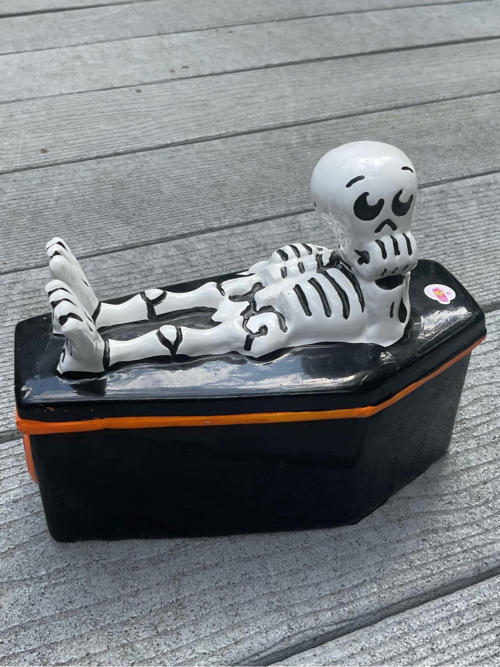 Vintage Halloween Skeleton Coffin Trinket/Candy Box 1989